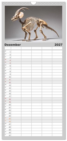 Produktbild: Familienplaner 2027 - Knochen der Giganten - Dinosaurier im Portr&auml;t mit 5 Spalten (Wandkalender, 21 x 45 cm) CALVENDO