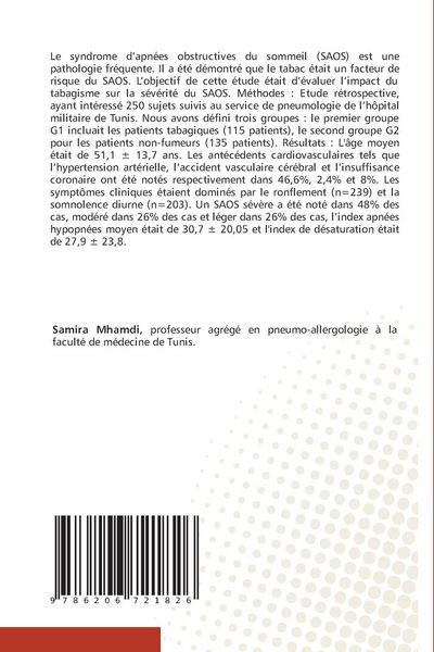 Produktbild: Influence du tabac sur le syndrome d'apn&eacute;es obstructives du sommeil