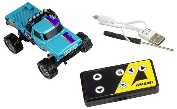 Produktbild: Amewi Brushed 1:64 RC Modellauto Elektro Monstertruck Heckantrieb (2WD) RtR 2,4 GHz inkl. Akku und Ladekabel, mit Lichteffekt