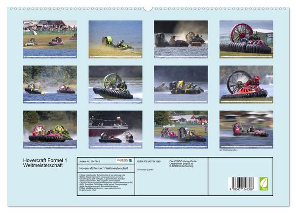 Produktbild: Hovercraft Formel 1 Weltmeisterschaft (hochwertiger Premium Wandkalender 2026 DIN A2 quer), Kunstdruck in Hochglanz
