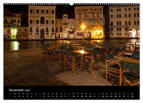 Produktbild: Venedig bei Nacht (hochwertiger Premium Wandkalender 2026 DIN A2 quer), Kunstdruck in Hochglanz