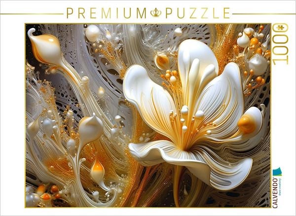 CALVENDO Puzzle Zartes Geflecht - edle Blüten in orange und gold | 1000 Teile Lege-Größe 64x48cm Foto-Puzzle für glückliche Stunden