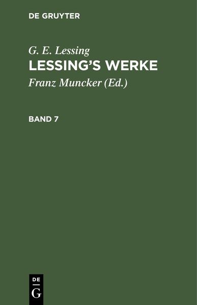 Produktbild: G. E. Lessing: Lessing's Werke. Band 7