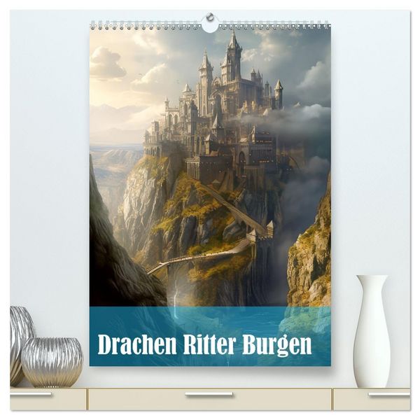 Drachen Ritter Burgen (hochwertiger Premium Wandkalender 2026 DIN A2 hoch), Kunstdruck in Hochglanz