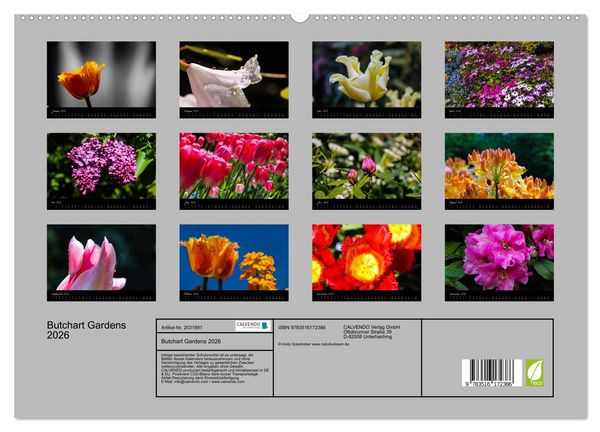 Produktbild: Butchart Gardens 2026 (hochwertiger Premium Wandkalender 2026 DIN A2 quer), Kunstdruck in Hochglanz
