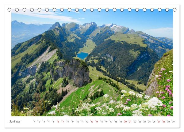 Produktbild: Unterwegs in der Schweiz: Wandern zu m&auml;rchenhaften Bergen und Seen (Tischkalender 2026 DIN A5 quer), CALVENDO Monatskalender