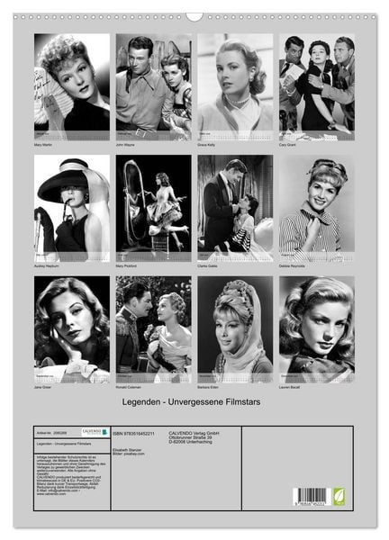Produktbild: Legenden - Unvergessene Filmstars (Wandkalender 2026 DIN A2 hoch), CALVENDO Monatskalender