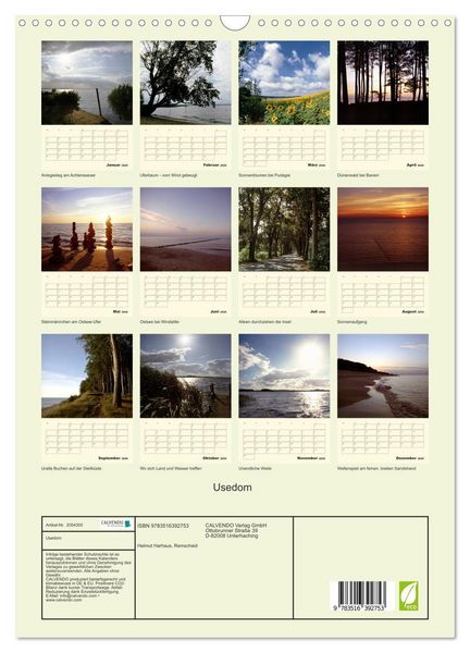 Produktbild: Usedom (Wandkalender 2026 DIN A3 hoch), CALVENDO Monatskalender