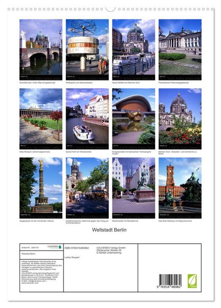 Produktbild: Weltstadt Berlin (hochwertiger Premium Wandkalender 2026 DIN A2 hoch), Kunstdruck in Hochglanz