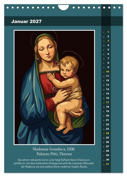 Produktbild: Raffael 2.0, Renaissance-Madonnen als Graphic Novel (Wandkalender 2027 DIN A4 hoch), CALVENDO Monatskalender