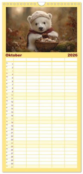 Produktbild: Familienplaner 2026 - Kleiner Eisb&auml;r und die gro&szlig;e Welt mit 5 Spalten (Wandkalender, 21 x 45 cm) CALVENDO