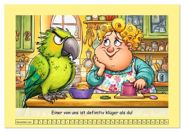 Produktbild: Witzige Cartoons und Spr&uuml;che. Das lustige Leben mit einem Vogel (hochwertiger Premium Wandkalender 2026 DIN A2 quer), Kunstdruck in Hochglanz