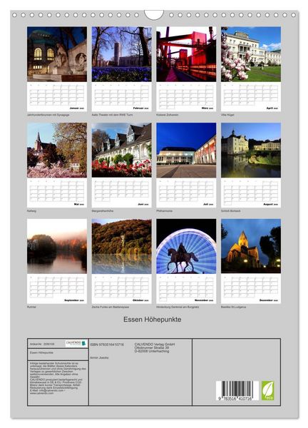 Produktbild: Essen H&ouml;hepunkte (Wandkalender 2026 DIN A3 hoch), CALVENDO Monatskalender