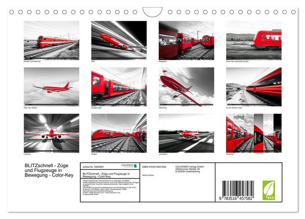 Produktbild: BLITZschnell - Z&uuml;ge und Flugzeuge in Bewegung - Color-Key (Wandkalender 2026 DIN A4 quer), CALVENDO Monatskalender