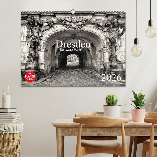 Produktbild: Dresden Schwarz-Wei&szlig; (Wandkalender 2026 DIN A2 quer), CALVENDO Monatskalender