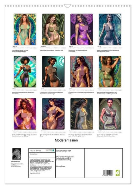 Produktbild: Modefantasien (Wandkalender 2026 DIN A2 hoch), CALVENDO Monatskalender