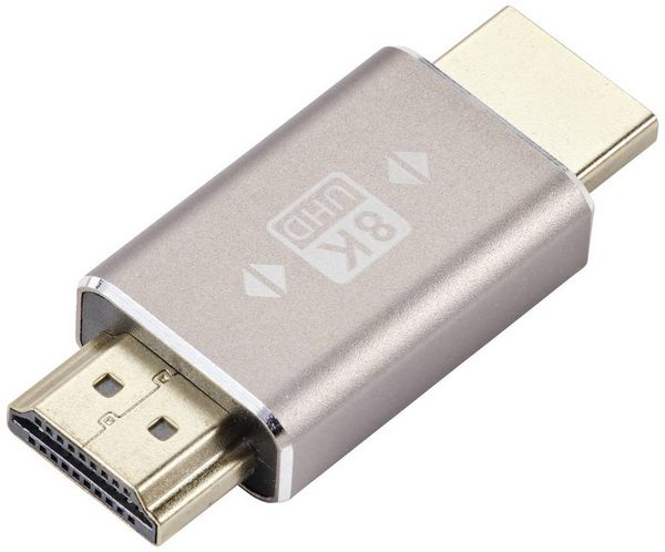Produktbild: SpeaKa Professional SP-11301996 HDMI Adapter [1x HDMI-Stecker - 1x HDMI-Stecker] Grau UHD 8K @ 60 Hz, UHD 4K @ 120 Hz Stecker 180&deg; gedreht