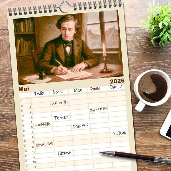 Produktbild: Familienplaner 2026 - Theodor Storm. Sein Leben, seine Werke mit 5 Spalten (Wandkalender, 21 x 45 cm) CALVENDO