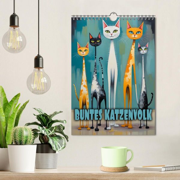 Produktbild: Buntes Katzenvolk (Wandkalender 2026 DIN A4 hoch), CALVENDO Monatskalender