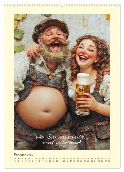 Produktbild: Bier, B&auml;uche, Spr&uuml;che. Spa&szlig; mit Hopfen und Malz (Wandkalender 2026 DIN A2 hoch), CALVENDO Monatskalender