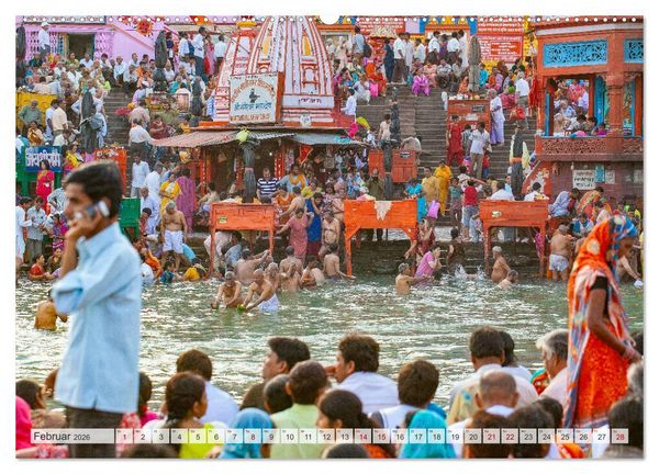 Produktbild: INDIEN Allahabad Haridwar Varanasi Vrindavan (hochwertiger Premium Wandkalender 2026 DIN A2 quer), Kunstdruck in Hochglanz
