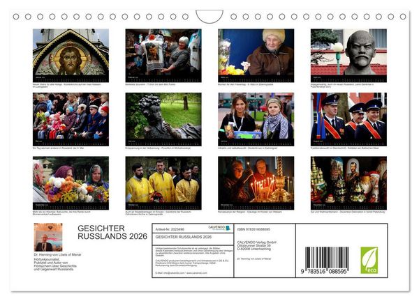 Produktbild: GESICHTER RUSSLANDS 2026 (Wandkalender 2026 DIN A4 quer), CALVENDO Monatskalender