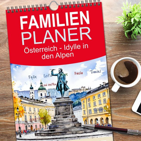 Produktbild: Familienplaner 2026 - &Ouml;sterreich - Idylle in den Alpen mit 5 Spalten (Wandkalender, 21 x 45 cm) CALVENDO