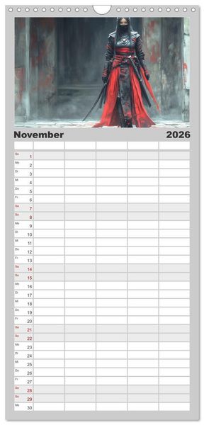 Produktbild: Familienplaner 2026 - Mein Samurai mit 5 Spalten (Wandkalender, 21 x 45 cm) CALVENDO