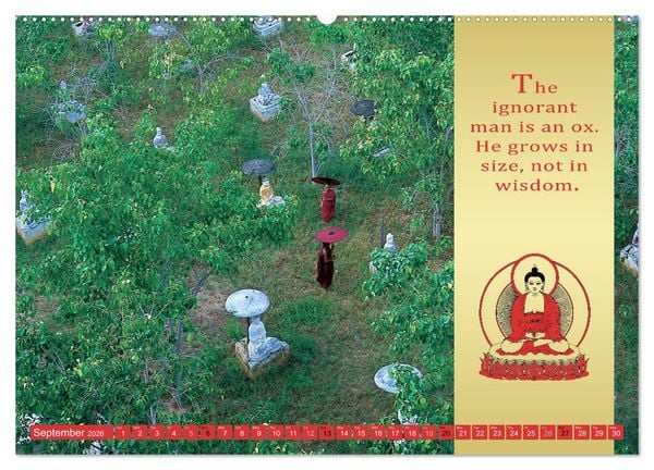 Produktbild: BUDDHIST WISDOMS - THE RED UMBRELLA (High Quality Premium Wall Calendar 2026 DIN A2 landscape),CALVENDO 12 Month Wall Calendar