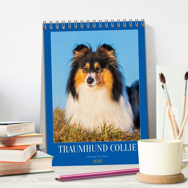 Produktbild: Traumhund Collie - Liebe auf vier Pfoten (Tischkalender 2026 DIN A5 hoch), CALVENDO Monatskalender