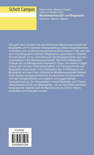 Produktbild: Musikwissenschaft und Biographik