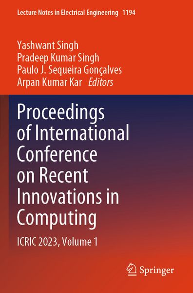 Produktbild: Proceedings of International Conference on Recent Innovations in Computing