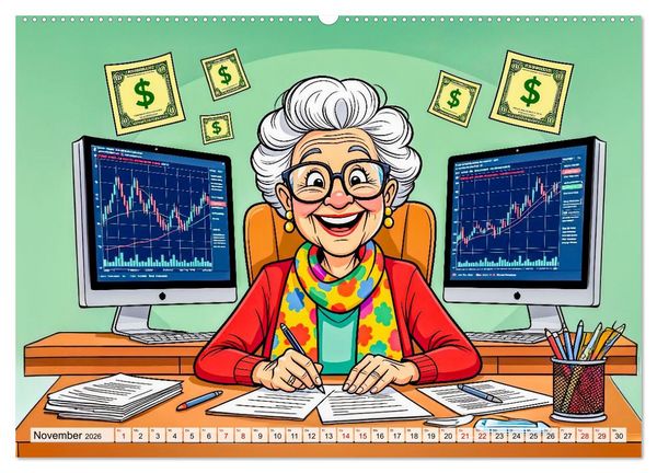 Produktbild: Oma rockt den Ruhestand - Lustiger Frauenkalender mit Humor (Wandkalender 2026 DIN A2 quer), CALVENDO Monatskalender