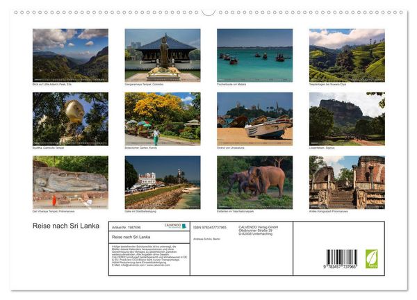 Produktbild: Reise nach Sri Lanka (hochwertiger Premium Wandkalender 2026 DIN A2 quer), Kunstdruck in Hochglanz