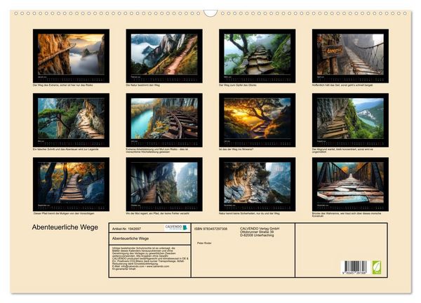 Produktbild: Abenteuerliche Wege (Wandkalender 2026 DIN A2 quer), CALVENDO Monatskalender
