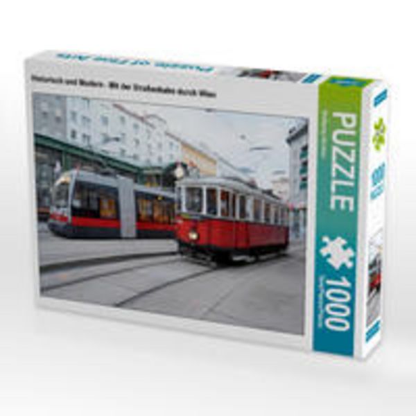 CALVENDO Puzzle Historisch und Modern - Mit der Straßenbahn durch Wien | 1000 Teile Lege-Größe 64x48cm Foto-Puzzle für glückliche Stunden