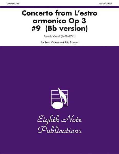 Produktbild: Vivaldi, A: Concerto (from l'Estro Armonico, Op 3 #9) (B-Fla