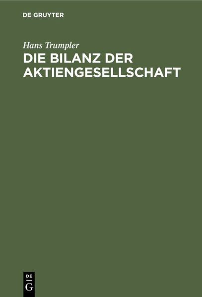 Produktbild: Die Bilanz der Aktiengesellschaft