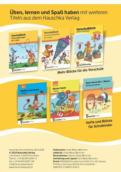 Vorschulblock ab 5 Jahre für Junge und Mädchen - Buchstaben und Laute