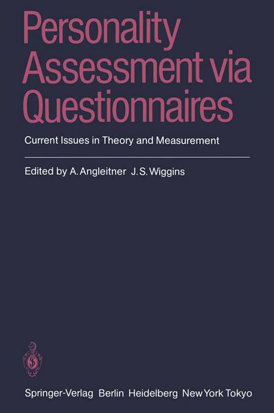 Produktbild: Personality Assessment via Questionnaires