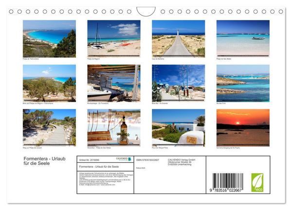 Produktbild: Formentera - Urlaub f&uuml;r die Seele (Wandkalender 2026 DIN A4 quer), CALVENDO Monatskalender