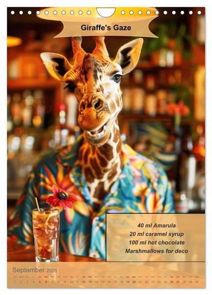 Produktbild: Animal cocktail creations for bartenders (Wall Calendar 2026 DIN A4 portrait), CALVENDO 12 Month Wall Calendar