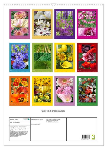 Produktbild: Natur im Farbenrausch (Wandkalender 2026 DIN A2 hoch), CALVENDO Monatskalender