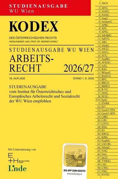 Produktbild: KODEX Studienausgabe Arbeitsrecht WU 2026/27