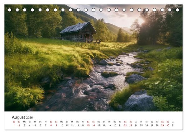 Produktbild: H&uuml;ttenzauber - Ein visueller Streifzug durch Norwegens Wildnis (Tischkalender 2026 DIN A5 quer), CALVENDO Monatskalender