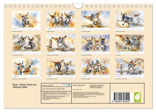 Produktbild: Esel - Wenn Ruhe ein Gesicht h&auml;tte (Wandkalender 2027 DIN A4 quer), CALVENDO Monatskalender
