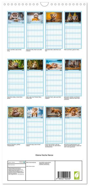 Produktbild: Familienplaner 2026 - Kleine freche Nerze mit 5 Spalten (Wandkalender, 21 x 45 cm) CALVENDO