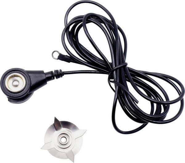 Produktbild: Quadrios ESD-Erdungskabel 1.80m Klemme, Druckknopf 10 mm, Ringkabelschuhanschluss