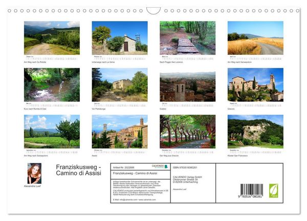 Produktbild: Franziskusweg - Camino di Assisi (Wandkalender 2026 DIN A3 quer), CALVENDO Monatskalender
