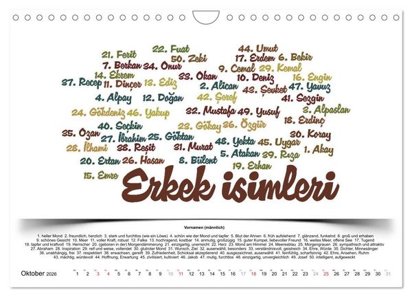 Produktbild: Kultur-Sprachkalender T&uuml;rkisch-Deutsch (Wandkalender 2026 DIN A4 quer), CALVENDO Monatskalender